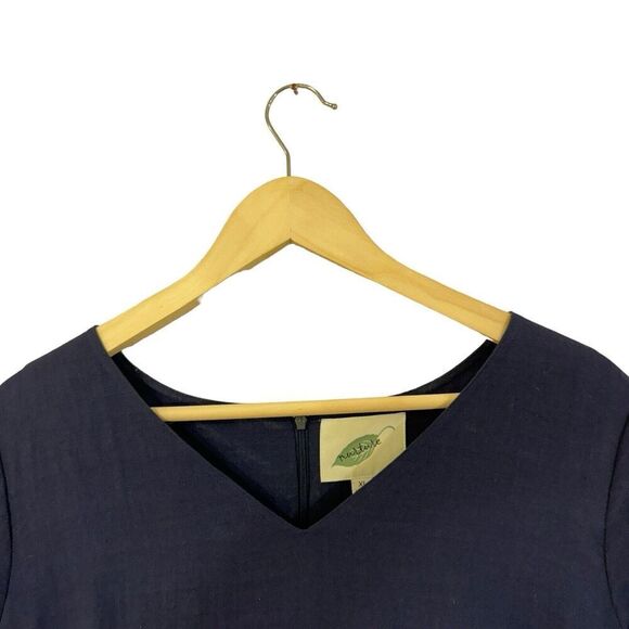 Nurture X-Large Dress Navy Blue V-Neck Short Sleeve Shift Rayon Nylon Womens - Picture 4 of 10